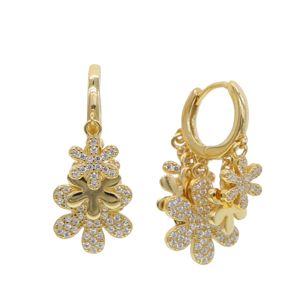 flower gold Новое поступление серебряного, золотого цвета, много цветов, мини, сердце, цветок, шарм, кольцо с мини-обручем, проложенные серьги для женщин, девушек, свадебный подарок - Окраска металла: flower gold