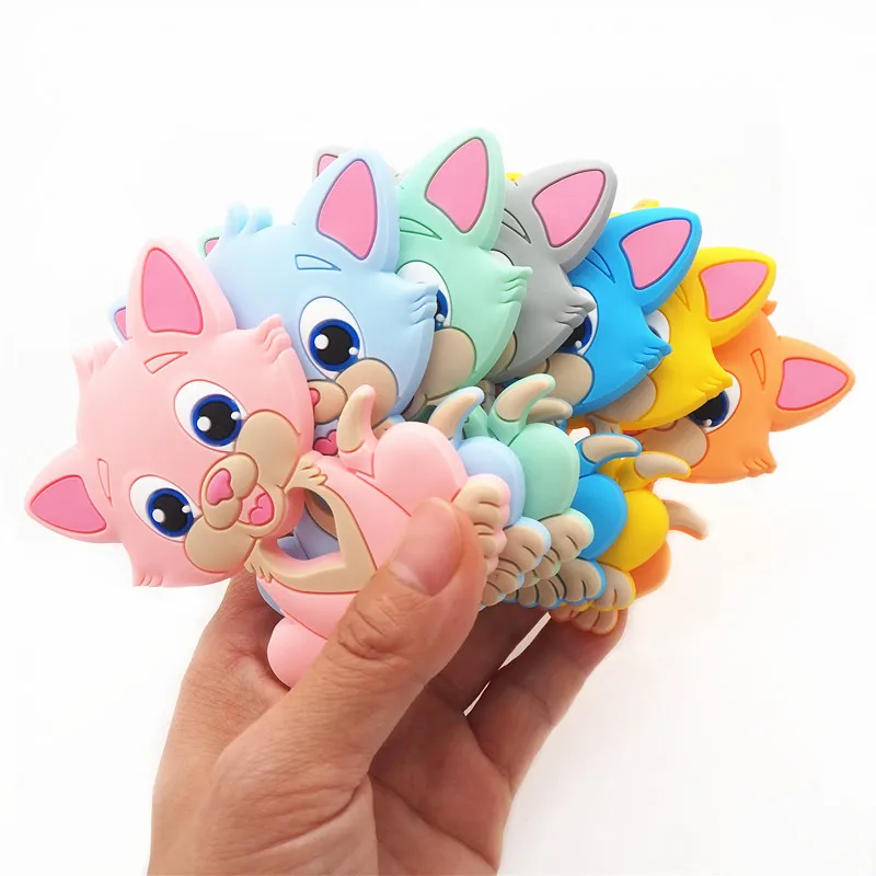 Chenkai-mordedor de silicona para gato, colgante de mascar para beb&eacute;, juguete sensorial de lactancia, chupete de dentici&oacute;n, 1 pieza-2