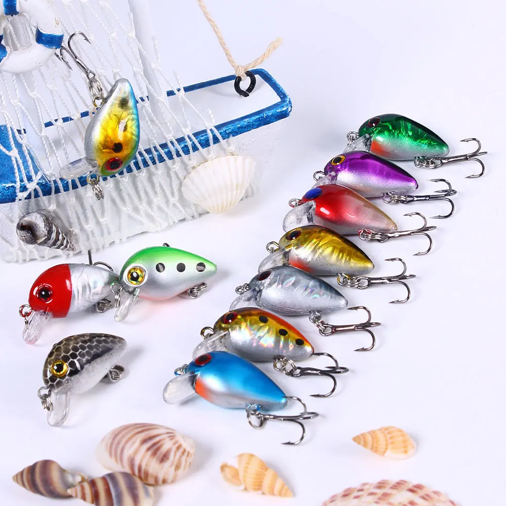 11Pcs Crank Fishing lures Wobbers For Fly Crankbaits Pesca With 10# Hooks Tackle Small Hard Baits 10 Colors | Спорт и развлечения