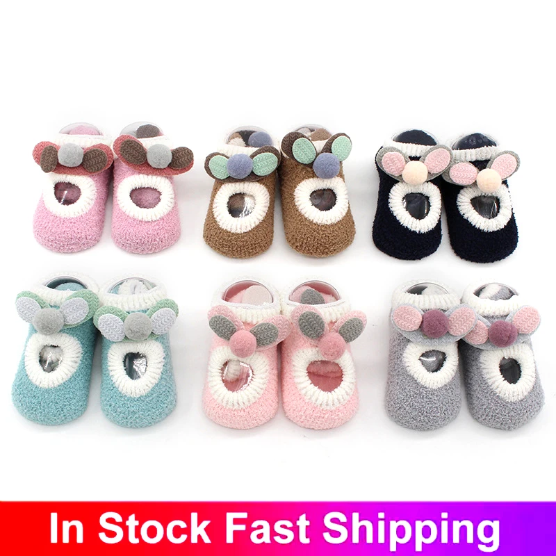 

Baby Socks Thick Coral Fleece Cartoon Baby Floor Socks Non-slip Baby Toddler Socks Autumn Winter Warmth Baby Socks S / M / L