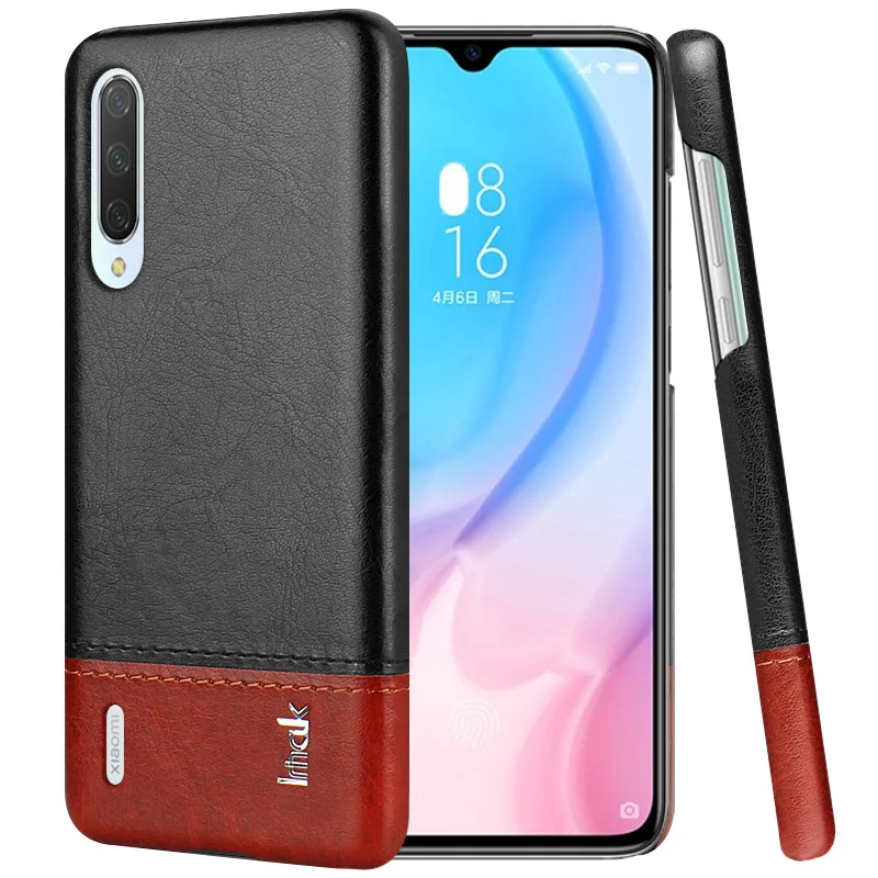black and brown Imak роскошные чехлы Ruiyi для Xiaomi mi 9 Lite A3 mi A3 CC9e CC9 чехол тонкая задняя крышка чехол для телефона жесткий ПУ ПК coque деловые обложки - Цвет: black and brown