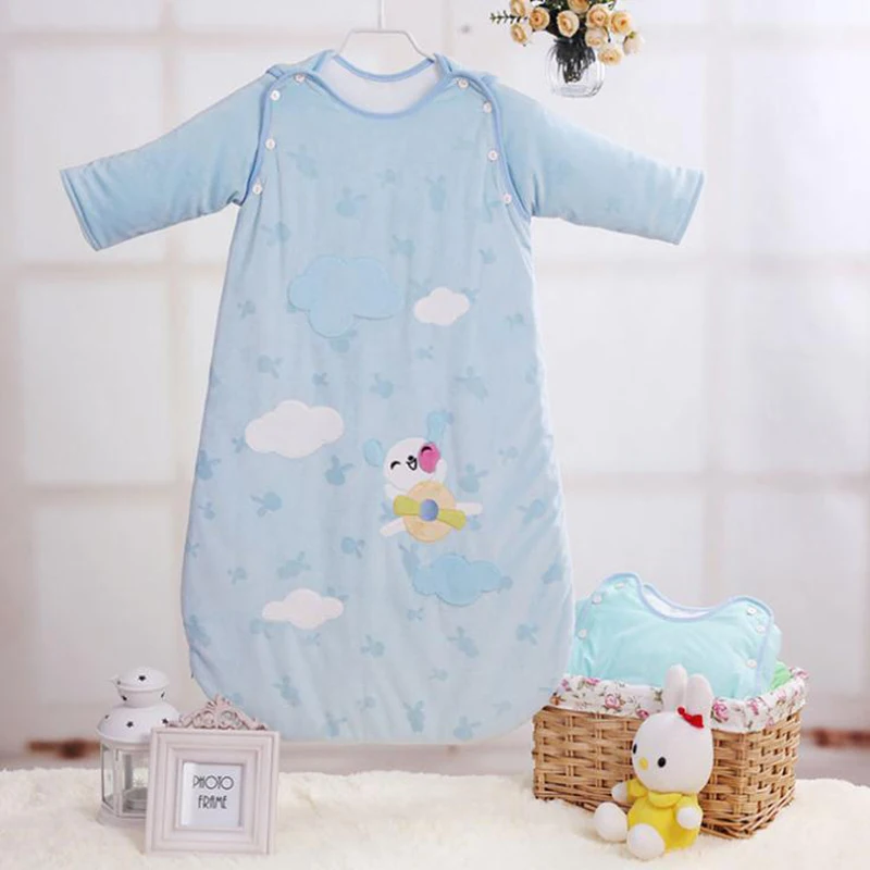 Отсоединяемый спальный мешок 85 см хлопковый детский с рукавом конверт