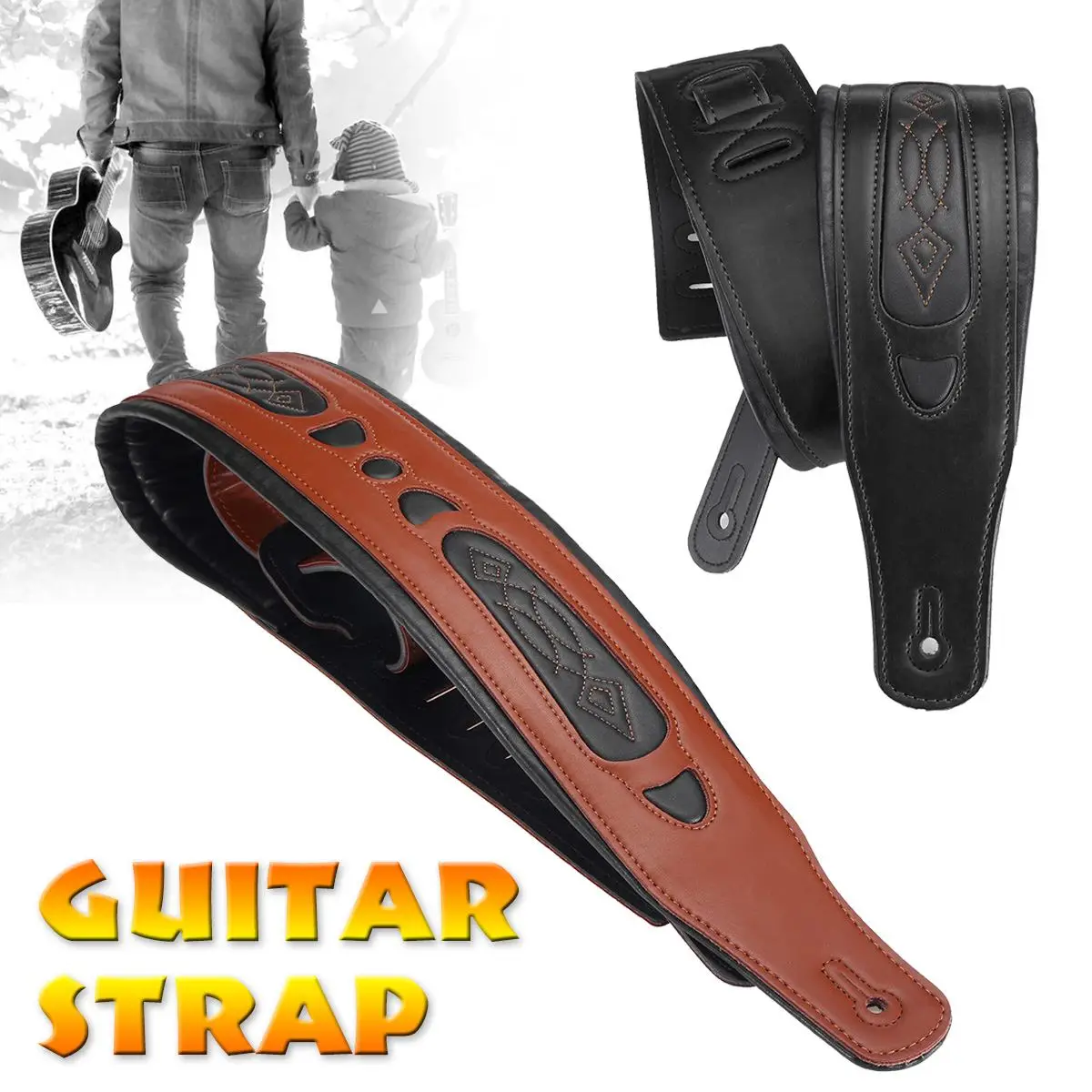 gitarre gurt schulter gürtel für elektrische akustische bass verstellbare weiche erweitern dicke haltbare gitarre strap leder gitarre strap