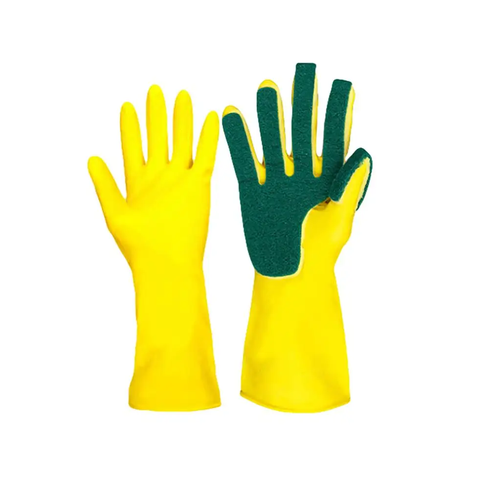 Yellow 1 пара, домашние перчатки для мытья посуды, многоразовые Экологически чистые перчатки, бытовые кухонные принадлежности - Цвет: Yellow