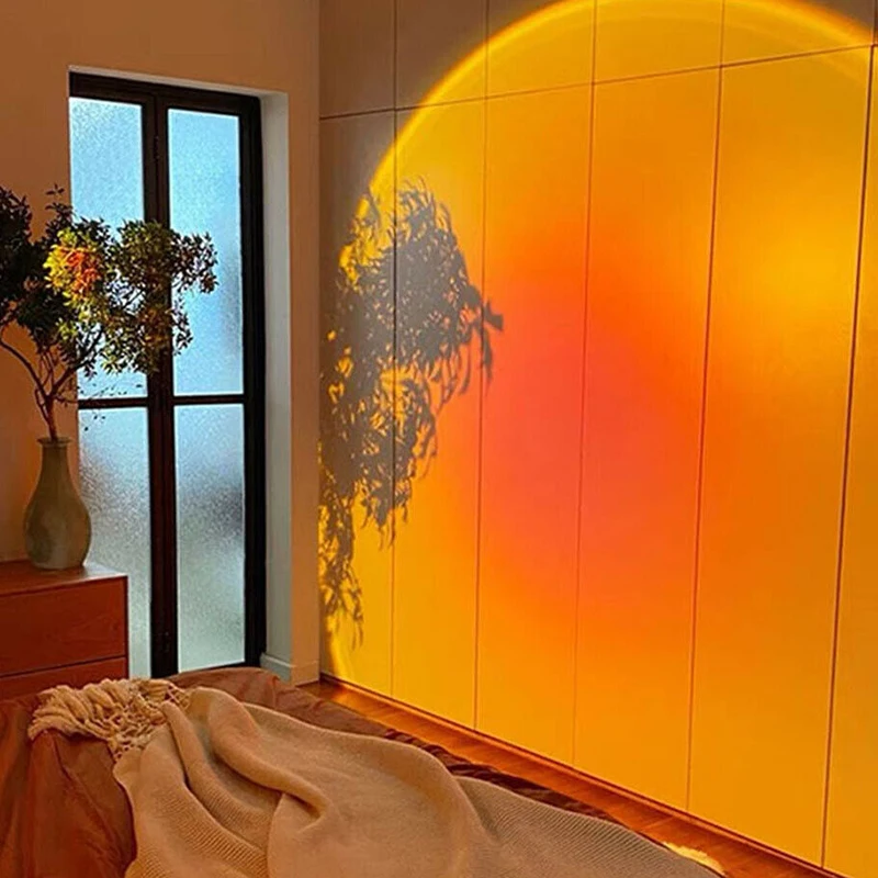 

Rainbow Sunset Projection Lamp Atmosphere LED Night Light Home Bedroom Coffee Shop Background Wall Decoration USB Table Lamparas