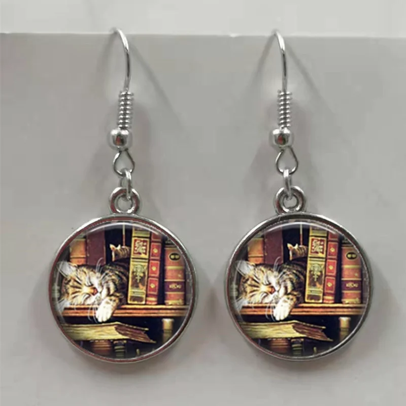 Новые ностальгические книги серьги с фотографией ювелирные изделия для пары