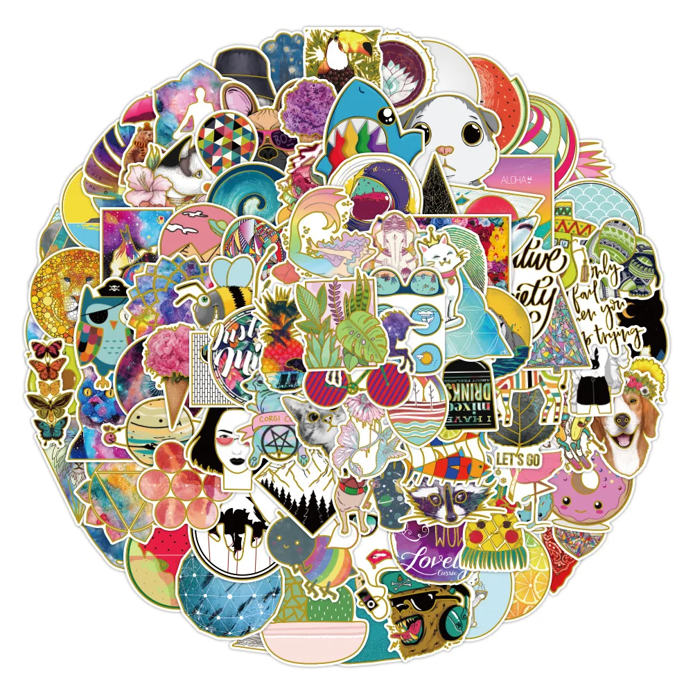 

10/30/50/100pcs Transparent Bronzing Small Fresh Series Graffiti Cool Helmet Stickers Glasses Cups Pencil Cases Notebook