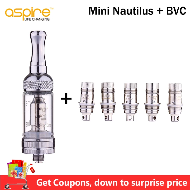Оригинальный атомайзер Aspire Mini Nautilus Tank 2 мл катушка BVC электронная сигарета вейп vs |