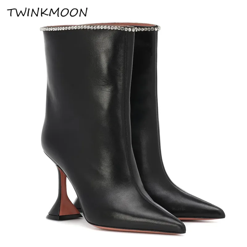 Чашка на высоком каблуке украшенные кристаллами ботильоны для Для женщин Стразы