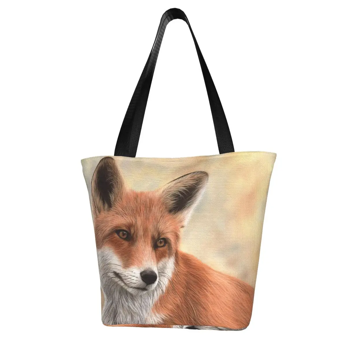 Red Fox Shopping Bag Aesthetic Cloth Outdoor Handbag Female Fashion Bags