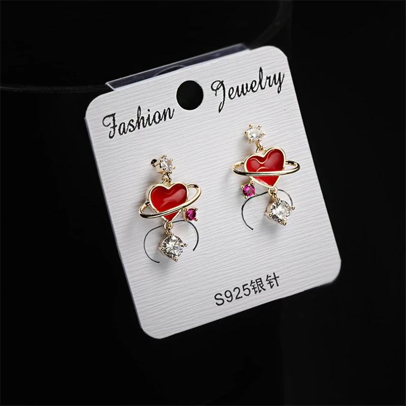 

Olevo jewelry new products 2020 fashion ladies Japanese and Korean trend creative red love net red fashion temperament earrings