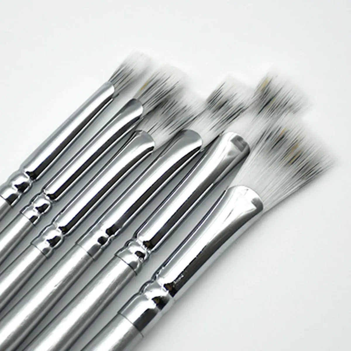

6pcs/Set Silver Long Handle Small Fan Shape Nylon Hair Paint Brush for Watercolor Gouache Acrylic Oil Art Supplies