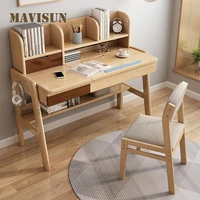 original wood color nordic simple pure solid wood childrens writing desk adjustable office desk with bookshelf%c2%a0furniture set