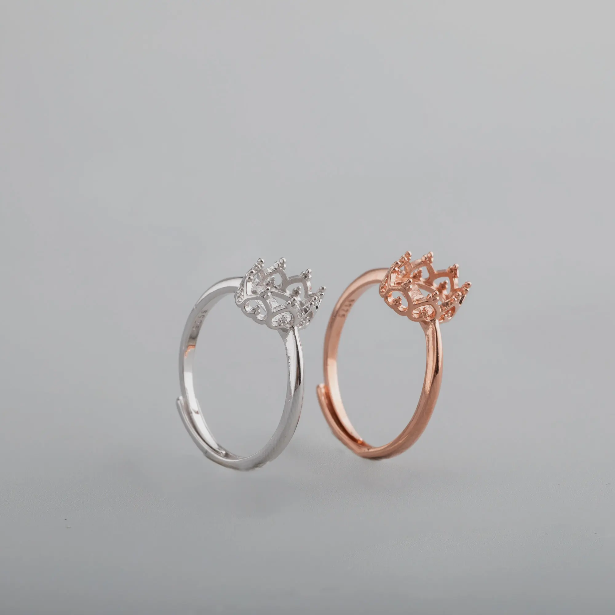 6x8 мм овальная Серебряная роза золото драгоценный камень CZ Корона зубец Безель Твердые 925 пробы серебряные