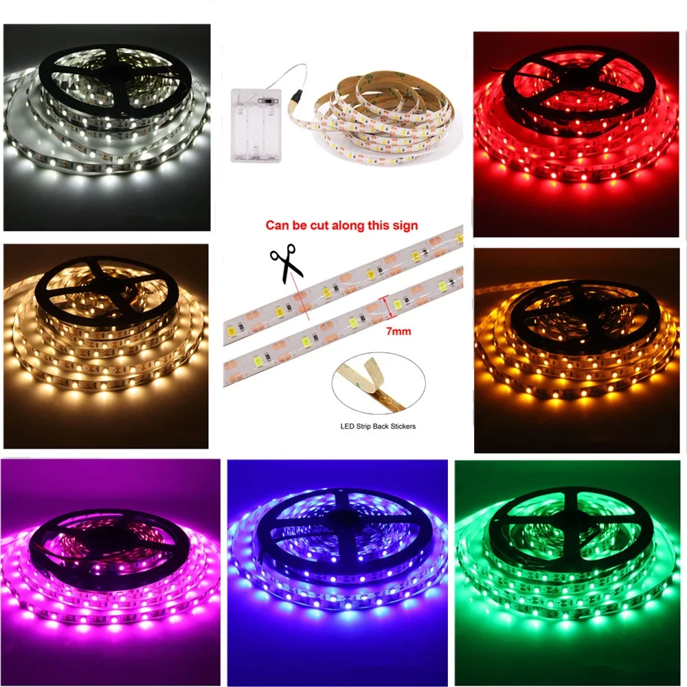 DC5V LED Light Strip SMD2835 60Leds/m Waterproof TV Background Lighting Flexible Cabinet Tape Ribbon Rope Battery USB Powered | Лампы и