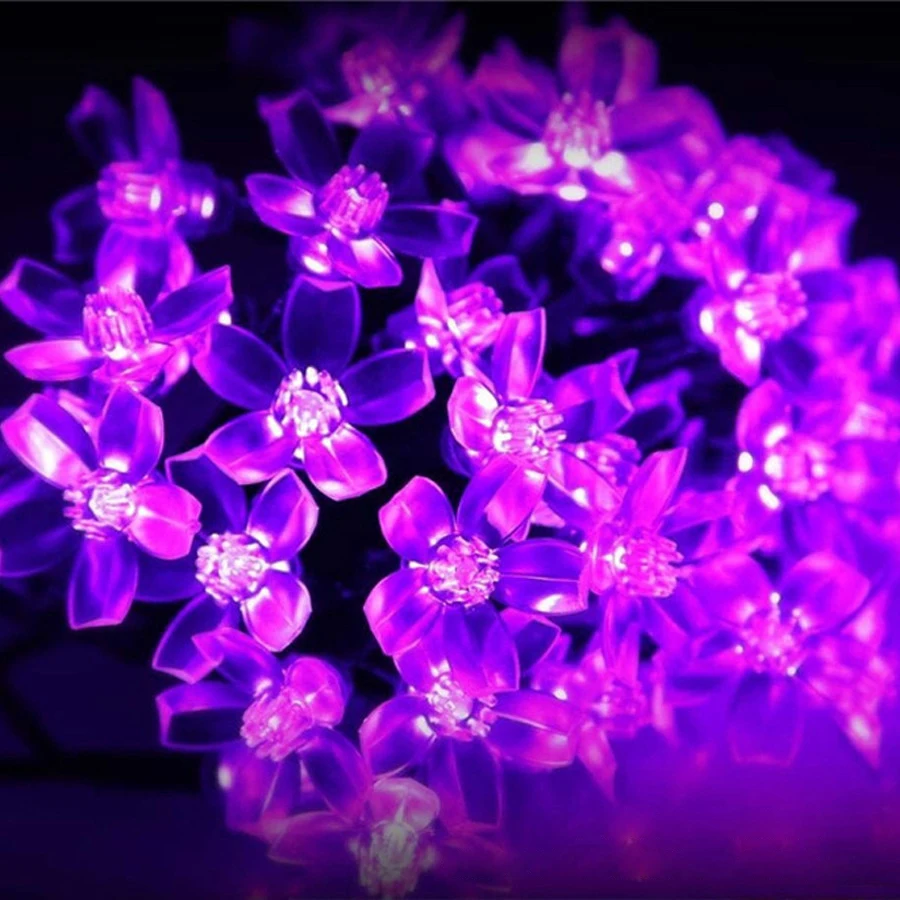 Рождественские украшения 7 метров 50 Led Rgb Ip65 Солнечный садовый струнный светильник цветок вишни Рождественский светильник s наружный декоративный