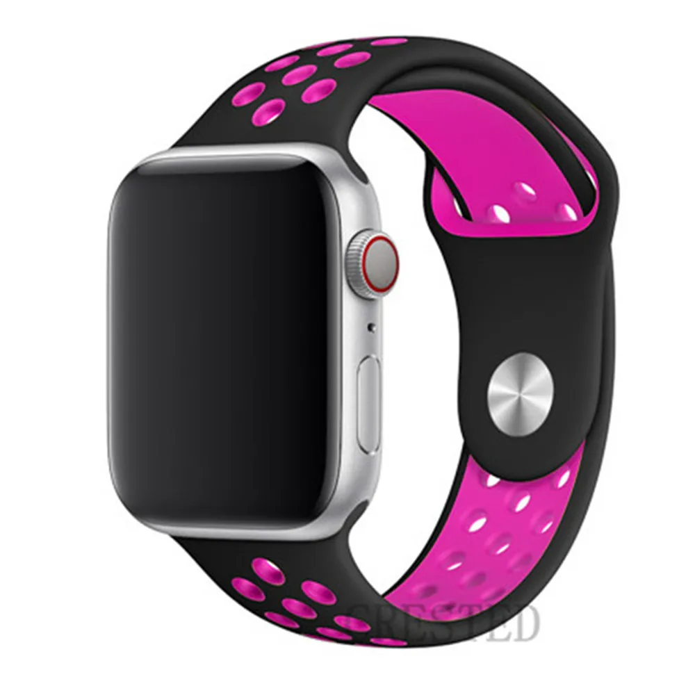 black pink 22 Спортивный ремешок для apple watch band 44 мм/40 мм apple watch 5 4 3 band iwatch band 5 42 мм/38 мм correa браслет ремень аксессуары для часов - Цвет ремешка: black pink 22