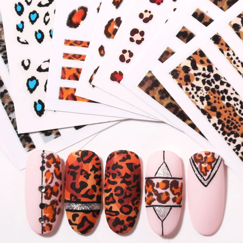 1 лист наклейки для ногтей с леопардовым рисунком серии смешанные узоры DIY