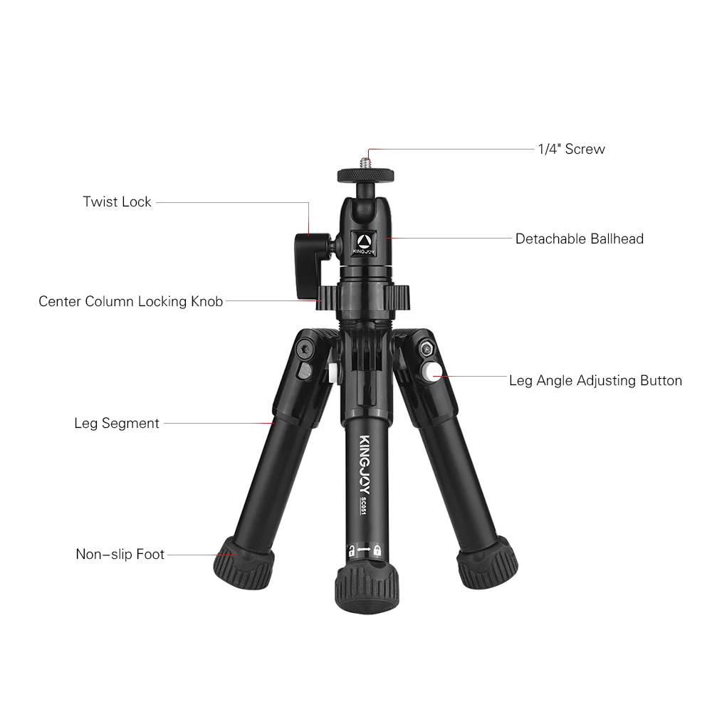 KINGJOY SC051 18 &quotМини Настольный складной портативный штатив с поворотной шаровой
