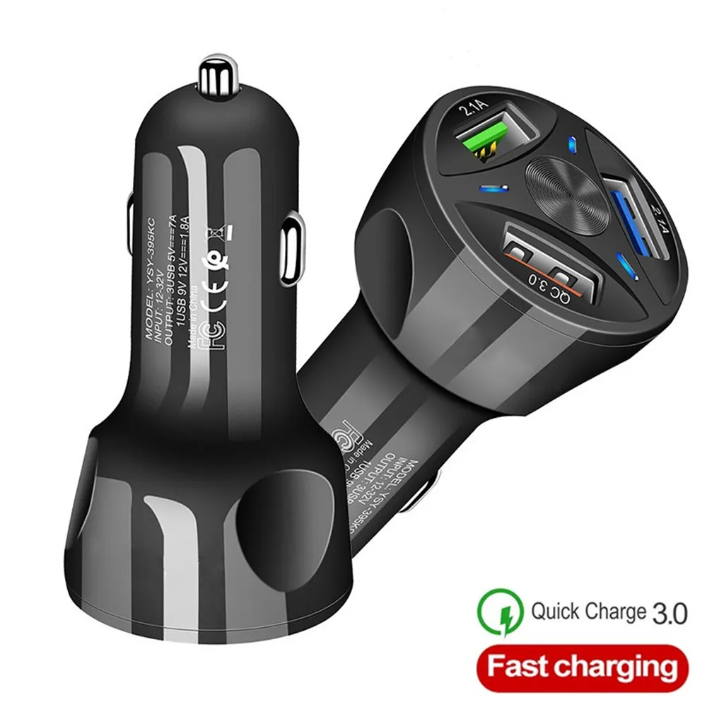 Хорошая 3.1A 2 3 порта USB Автомобильное Зарядное устройство быстрой зарядки 3,0 телефона автомобиля-Зарядное устройство адаптер для samsung Xiaomi iphone Автомобильный держатель для телефона на зарядный кабель