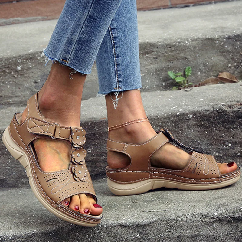 Женские Сандалии Аппликации Дамский Крюк Loop Платформа Пляж Женская Обувь Клинья