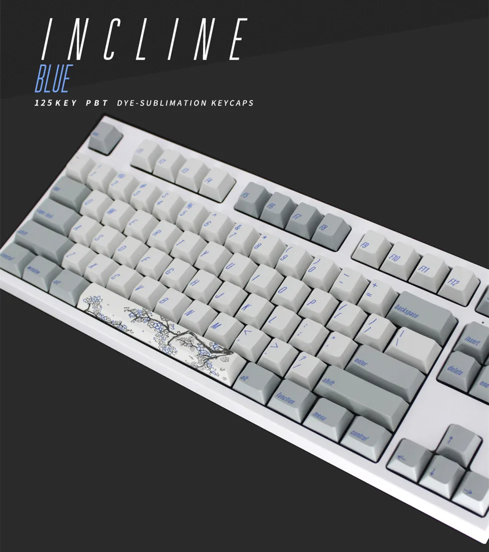 

Mstone уклонение 125Key PBT сублимационный базовый колпачок для ключей вишневая Механическая фотография колпачки для клавиш синяя печать