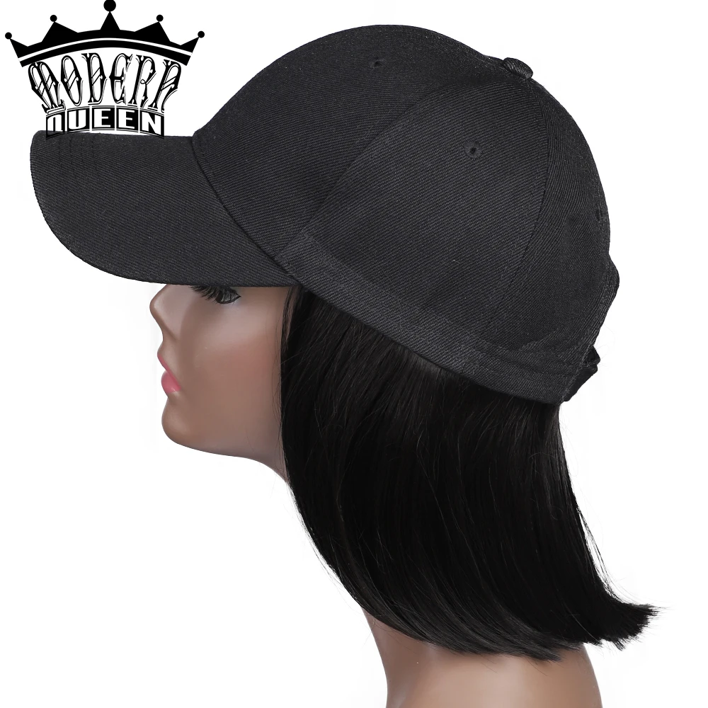 Бейсболка с коротким синтетическим Бобом парик из прямых/волнистых волос черный