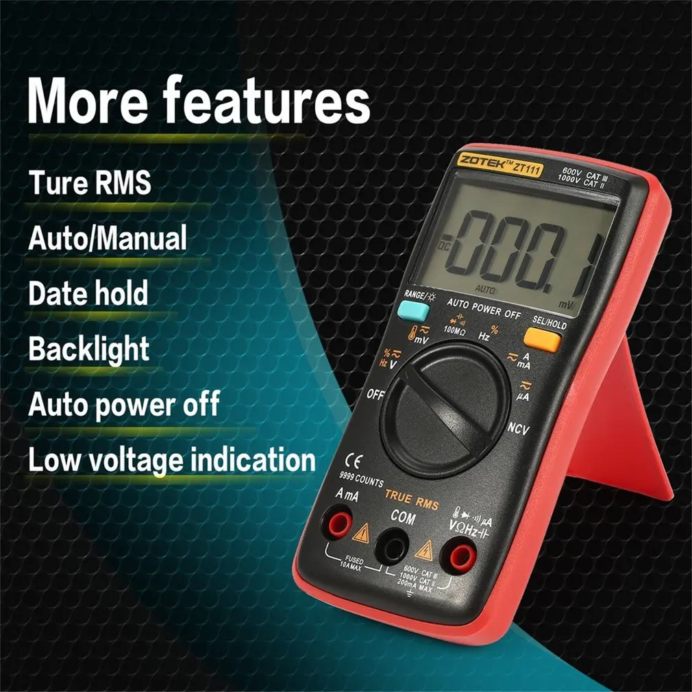 Цифровой мультиметр ZT111 тестер транзисторов цифровой Mastech uni esr t AC/DC Voltag rm101