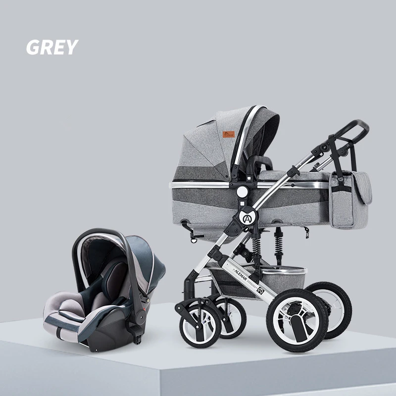 2021 детская коляска с высоким ландшафтом 3 в 1 автомобильным сиденьем и коляской
