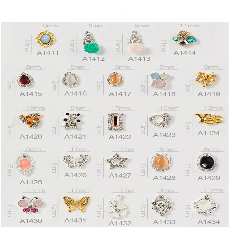 

10pcs High Quality Butterfly Star Oval Shape Variety Style Alloy Rhinestone 3D Charm DIY Nail Decoration Accessories