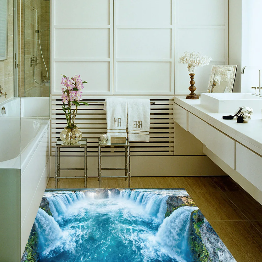 3D наклейка на пол с изображением водопада съемная настенная виниловые