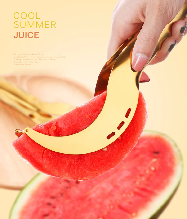Нож для арбуза с нескользящей ручкой из нержавеющей стали, дыня, резак для резки фруктов, резак для быстрого измельчения, кухонные инструменты