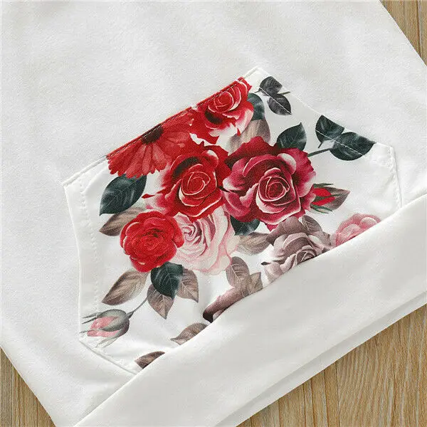 Спортивный костюм для девочек 0-18 месяцев кофта с капюшоном и штаны цветочным