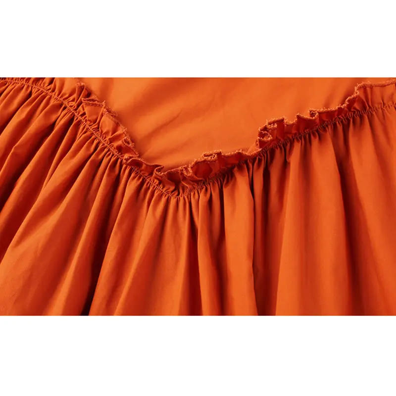 

XITAO Solid Color Patchwork Ruffles Dress Fashion New O neck Collar Lantern Sleeve Loose Casual Temperament Women ZXR1455