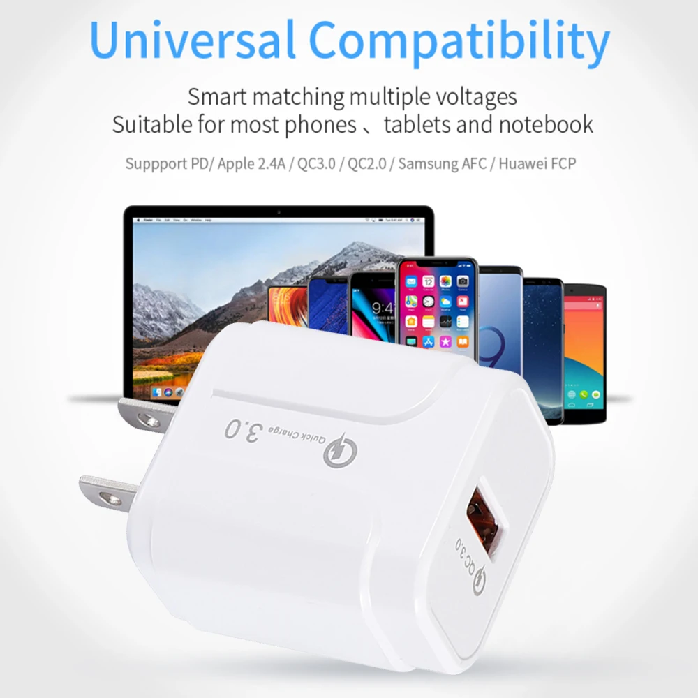 Один USB QC3.0 зарядное устройство для мобильного телефона Быстрая зарядка для путешествий умная зарядная головка для планшета Apple