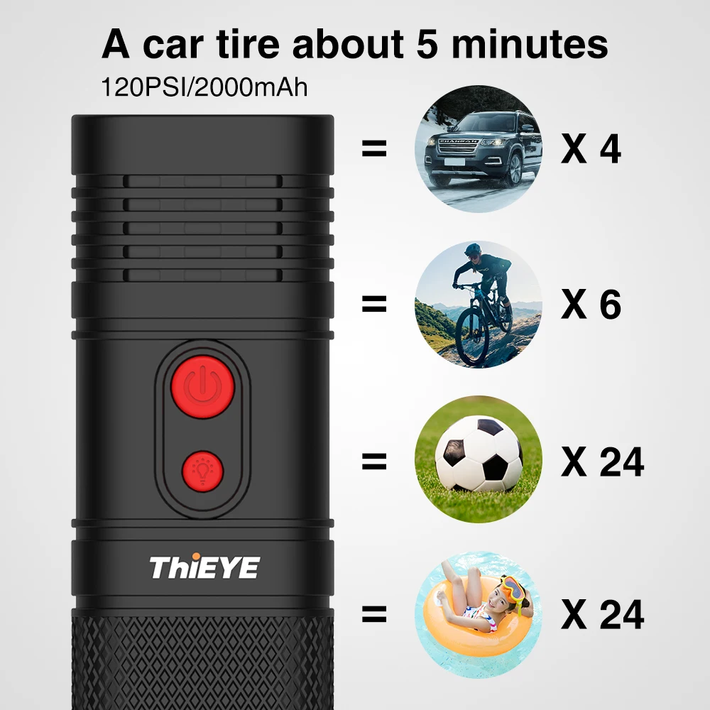 Автомобильный воздушный компрессор ThiEYE портативный насос для шин 12 В с цифровым