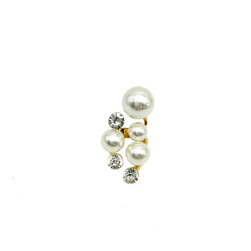 

Temperament celebrity style ~ net red diamond pearl open geometric ring
