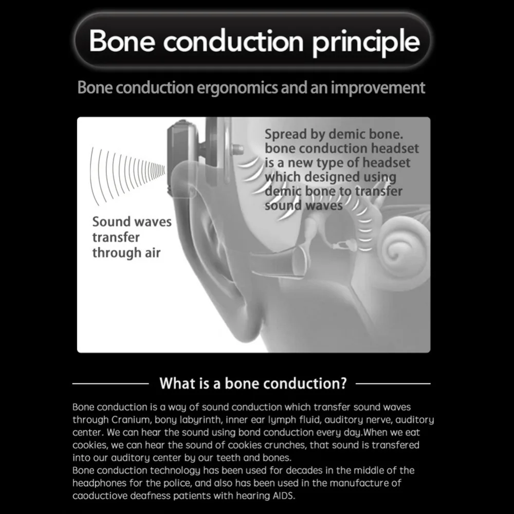 Спортивные наушники водонепроницаемые Bluetooth беспроводные без костной