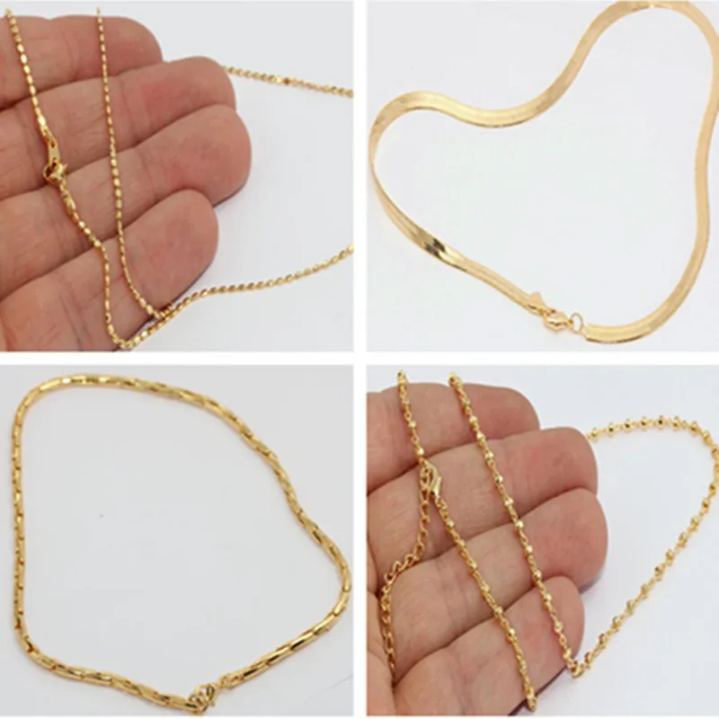 Готовое ожерелье из необработанной латуни с покрытием 24-каратным золотом. chk429. |