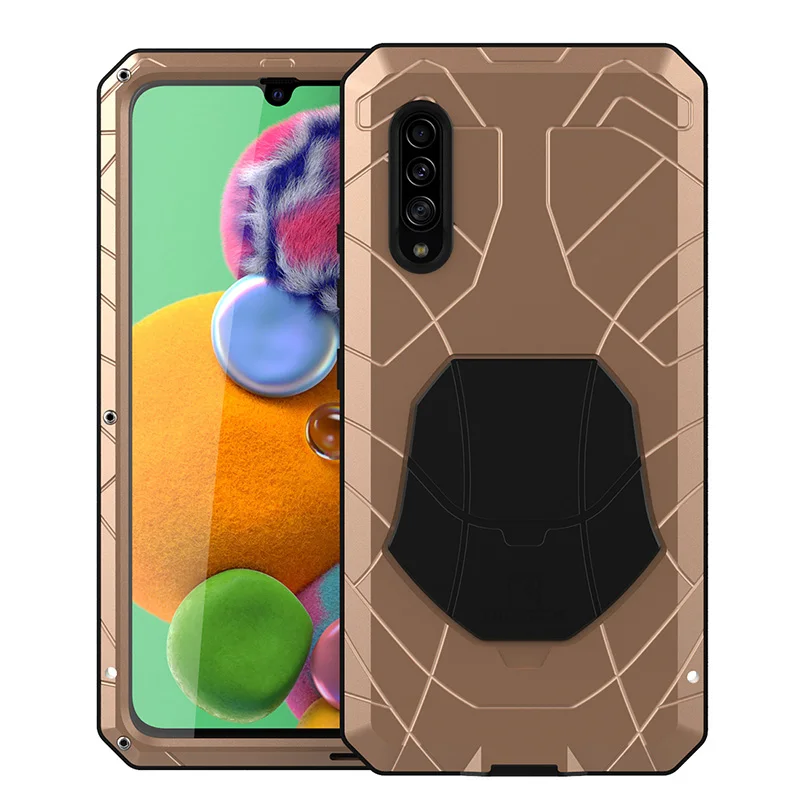 Для samsung Galaxy A90 5G Твердый корпус для телефона Алюминиевый металлический корпус Закаленное стекло Защитная крышка экрана сверхмощный защитный чехол