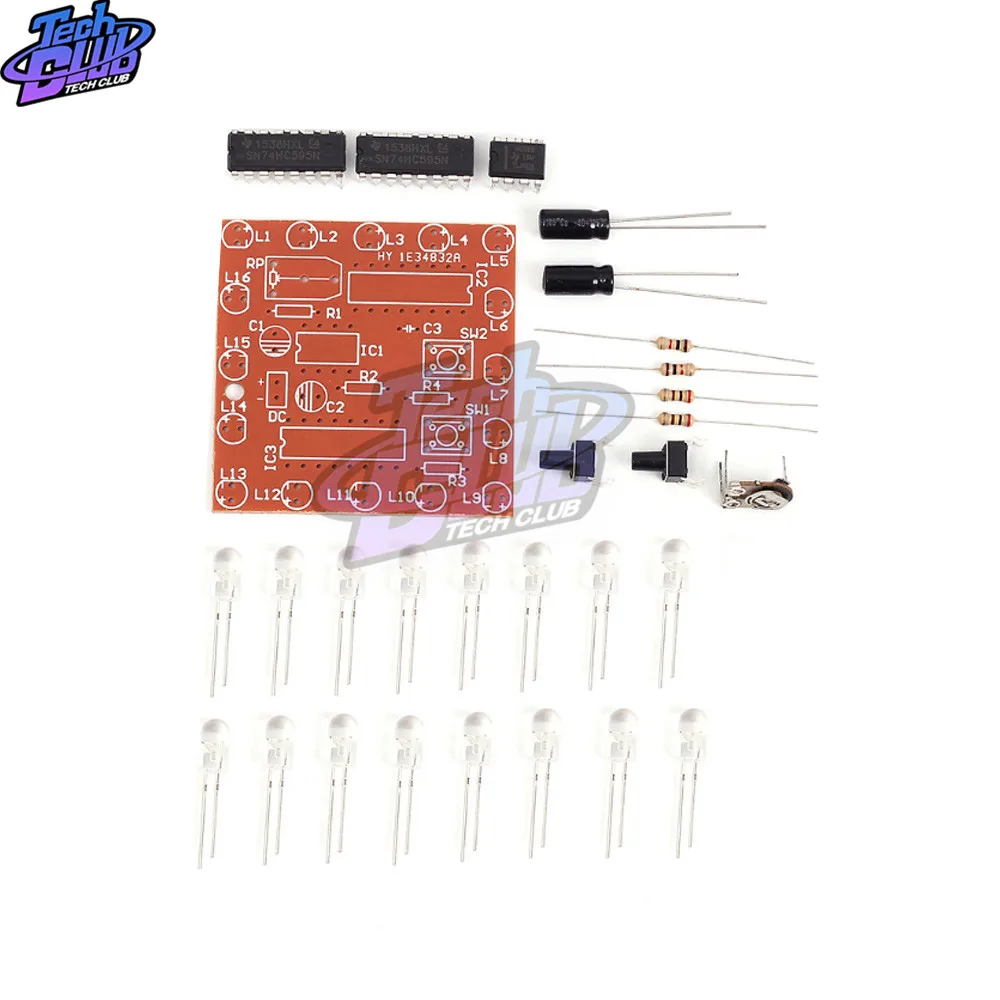 NE555 + 74HC595 16Bit 16 канальный видеорегистратор светильник воды плавные огни s
