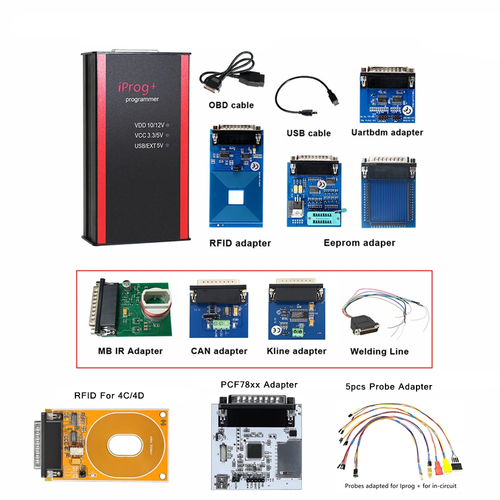 

New iProg+ V85 Programmer Support IMMO + Mileage Correction + Airbag Reset Iprog Pro Till 2020 Programmer Add K-Line CAN Adapter