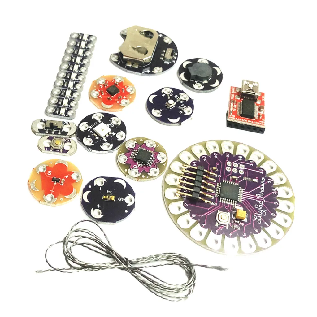 Lilypad набор носимых Sewable Led люкс ATmega328P датчик температуры зуммер | Строительство и