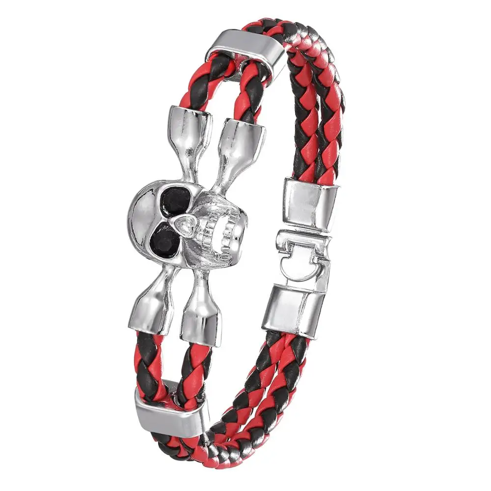 

2020 New Multi-layer Hand Woven Skull Genuine Leather Bracelet and Bracelet Men's Men's Bracelet Birthday Gift