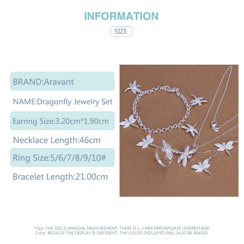 Комплект ювелирных изделий из серебра 925 пробы ожерелье со стрекозой цепочка