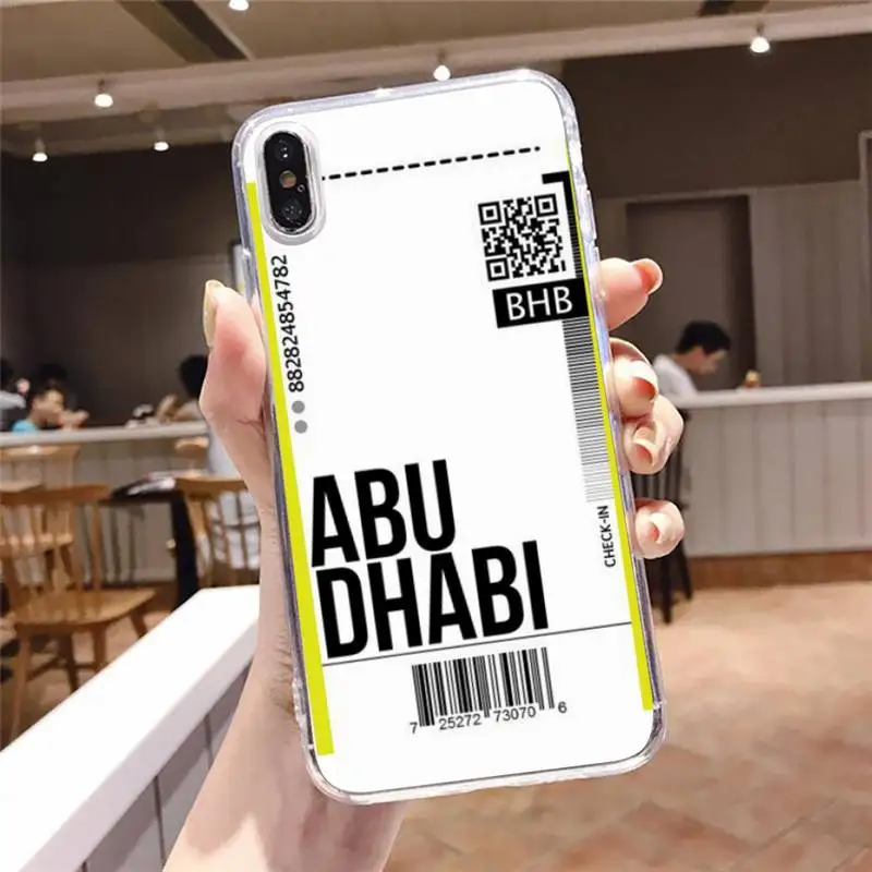 

Fashion Air ticket travel Phone Case Transparent for iPhone 6 7 8 11 12 s mini pro X XS XR MAX Plus