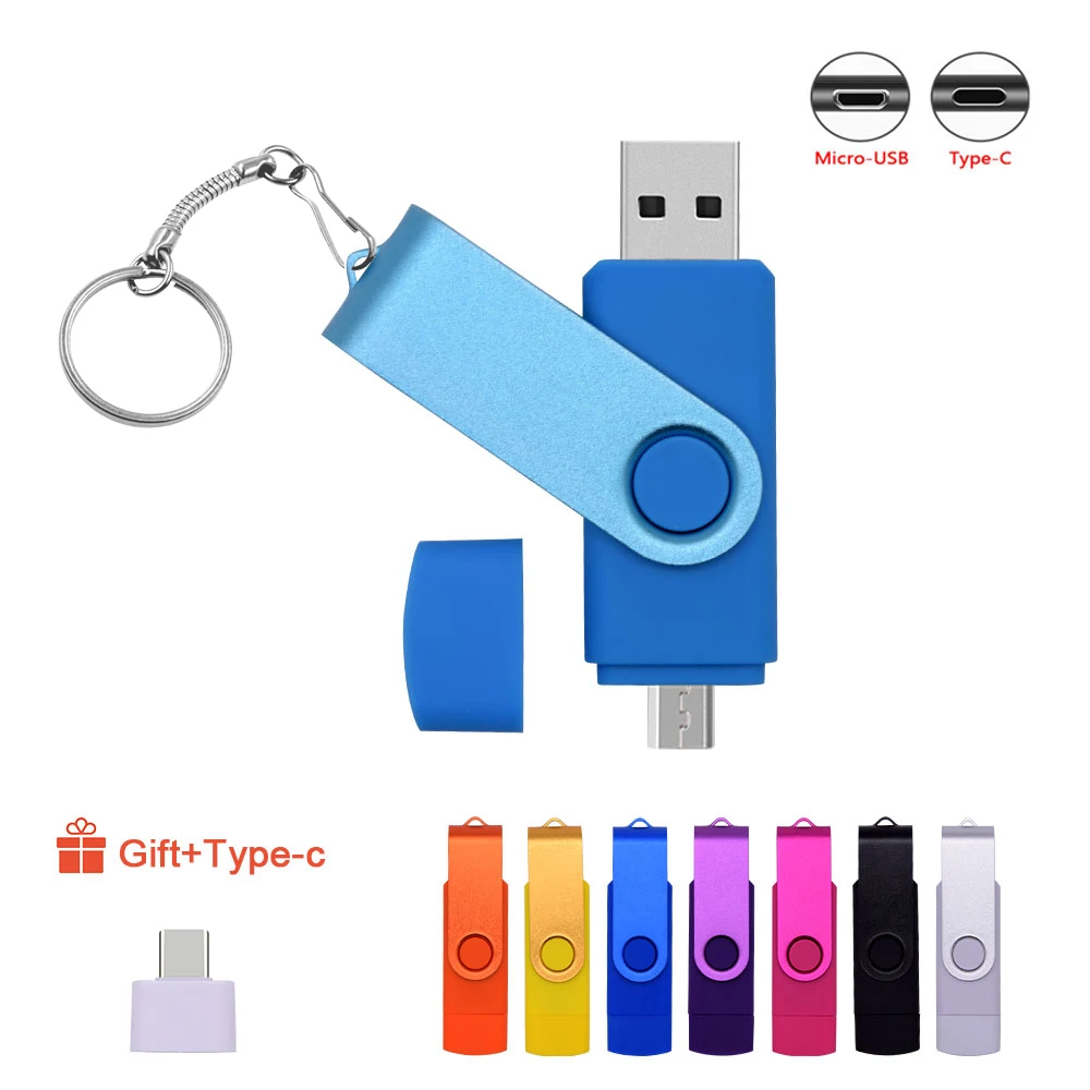 Вращающийся OTG USB флеш-накопитель 64 ГБ 2 0 для смартфона 4 8 16 32 128 micro usb устройства
