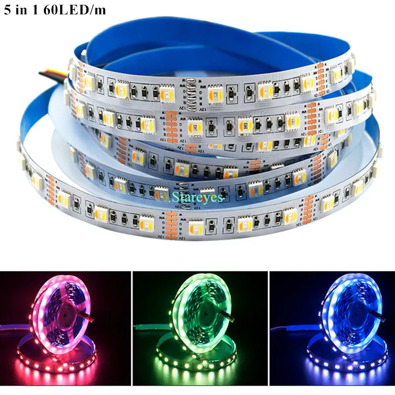 20 шт SMD5050 DC12V DC24V 60 Светодиодный/м 5 м CCT RGBCCT в 1 светодиодный полосы светильник RGB 2