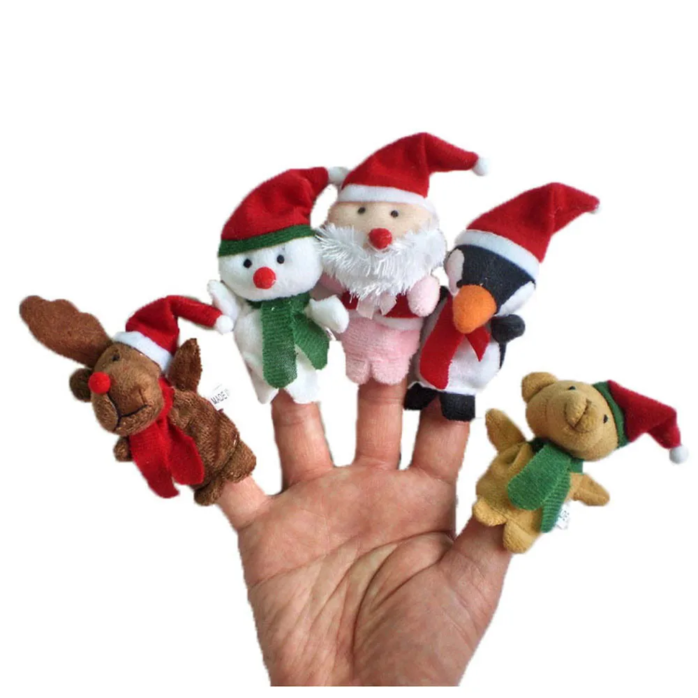 

5pc Christmas Santa Claus and Friends Finger Puppets Toy Creative Baby Companion Realistic Expression Clear Outline And Lifelike