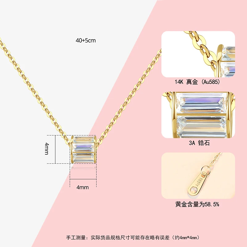 

Real 100% 14k Pure Gold Circle Necklace Female O-Chain Fashion Necklace Fine Jewelry